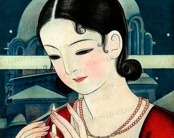 Japan ceramic decals, Japanese ceramic decals, decals sheet, Asian ceramic decals, ceramic decal sheet, Japanese girl decal, セラミックデカール日本