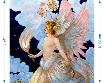 Angel ceramic decal for ceramics glassfusing enameling firing temperature 1400-1562 ºF torch of truth fairytale classic tales fairytales