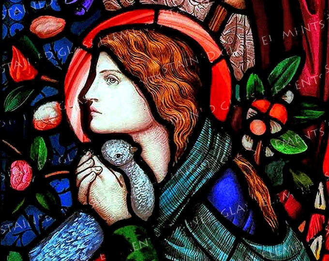 Saint fusible decal, Pre-Raphaelite decal, ceramic decal, stained glass, decals for ceramics, decals for enameling, keraamiset tarrat, 陶瓷貼花