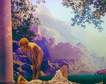 Maxfield Parrish ceramic decal Size 13,5 x13,5cm (5.31 x 5.31 inch) Firing temperature: 760-850 ºC (1400-1562 ºF), ceramic transfer, decals