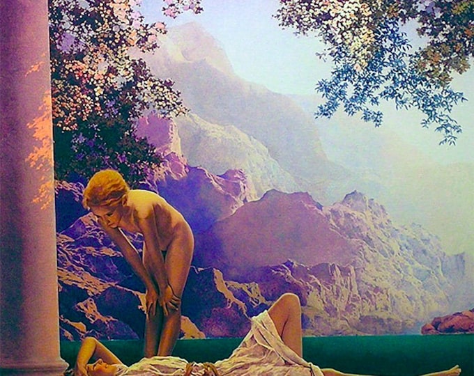 Maxfield Parrish ceramic decal Size 13,5 x13,5cm (5.31 x 5.31 inch) Firing temperature: 760-850 ºC (1400-1562 ºF), ceramic transfer, decals