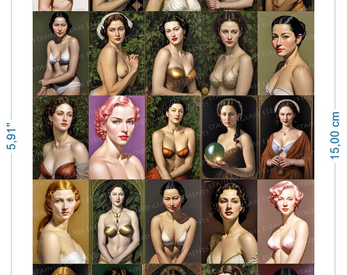 Pinups girls ceramic decals waterslide transfers for decoration of ceramics glass fusing enameling firing temp 720-800 ºC or 1328-1472 ºF
