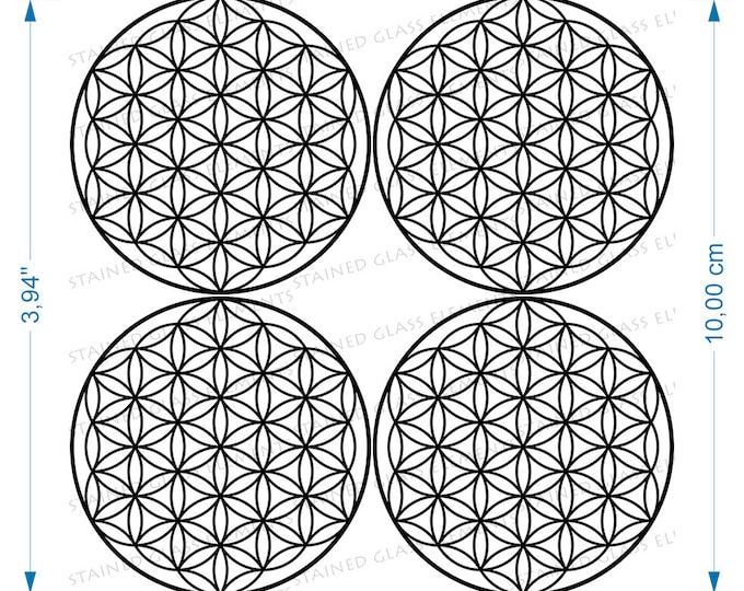 Flower of Life black ceramic decal waterslide transfer for ceramics glass fusing enameling beads firing at 1292-1562 ºF spiritual motif