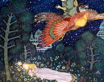Edmund Dulac ceramic decals, Firebird ceramic decal, decals fusible, fairy-tales, Edmund Dulac, fusible transfers, glass decals, Firebird