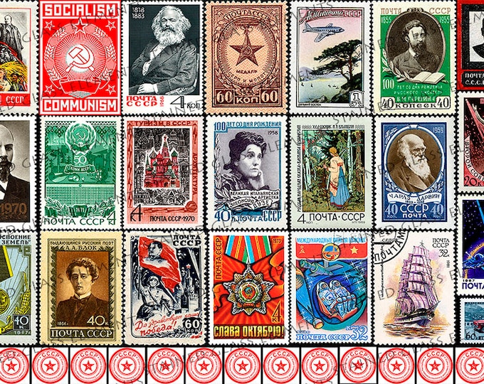 Ceramic decal USSR stamps waterslide transfer for ceramics tiles glassfusing enameling beads and mosaic firing temperature 1400-1562 ºF