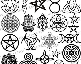 Ceramic decals, wicca ceramic decals, sepia decals, pentacle, pentagram, wiccan symbols, ceramic decals glass pendants, pentagram decals