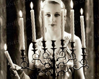 Witch ceramic decal, gothic ceramic decal, size 10 x 10cm (3.94 x 3.94 inch), firing temperature 1400-1562 ºF, witch, halloween, decals