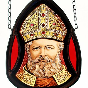 Saint Nicholas, Saint Nicholas stained glass, Saint Nicholas stained glass fragment, Saint Nicholas suncatcher, ステンドグラス