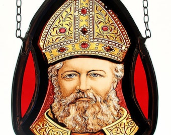 Saint Nicholas, Saint Nicholas stained glass, Saint Nicholas stained glass fragment, Saint Nicholas suncatcher, ステンドグラス