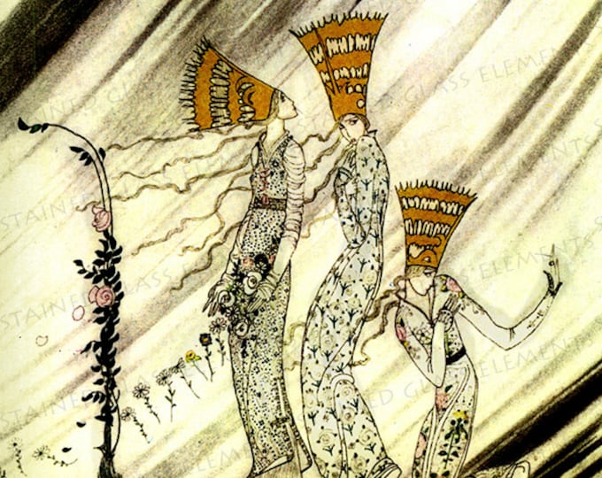 Decals fusible, fairy-tales, fusible decals, Kay Nielsen ceramic decals, fusible transfers, glass decals, decals for artists, Kay Nielsen