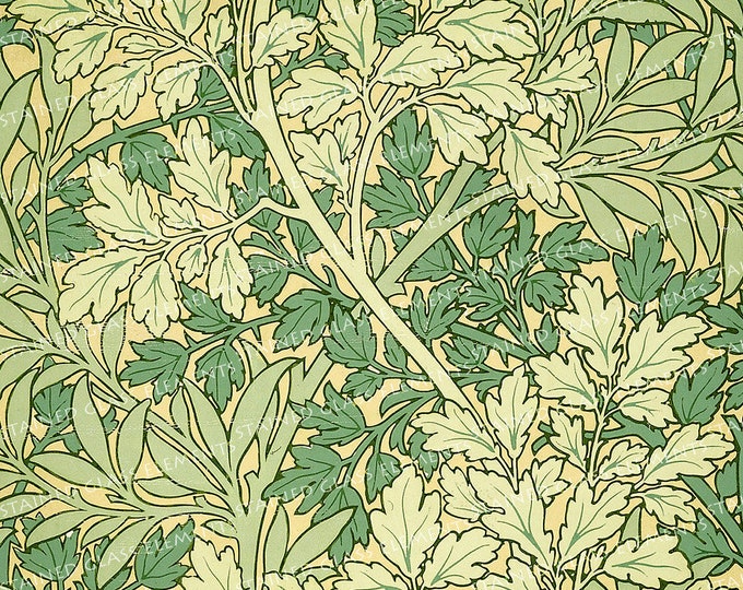 William Morris ceramic decal floral motif Pre-Raphaelites waterslide transfer for ceramics glassfusing and enameling firing at 1400F or 760C