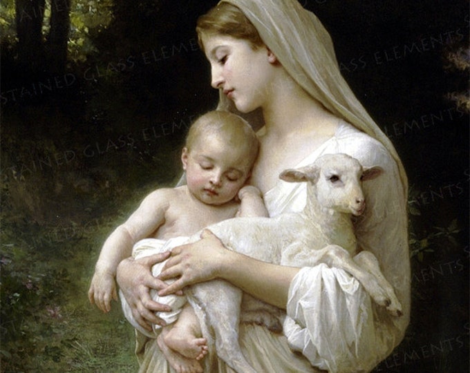 Innocence ceramic decal, Mother and Child, 1400-1562 ºF, ceramic transfer, 750-850ºC, Keramik-Aufklebers, décalque en céramique, Bouguereau