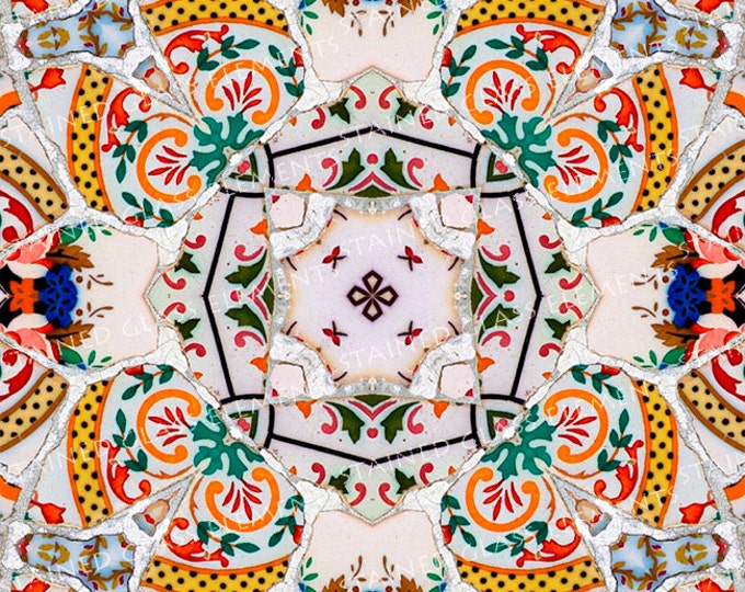 Ceramic transfer Gaudi, size 10 x 10cm (3.94 x 3.94 inch), firing temperature 1400-1562 ºF, ceramic decal tile, Gaudi ceramic decal, Gaudi