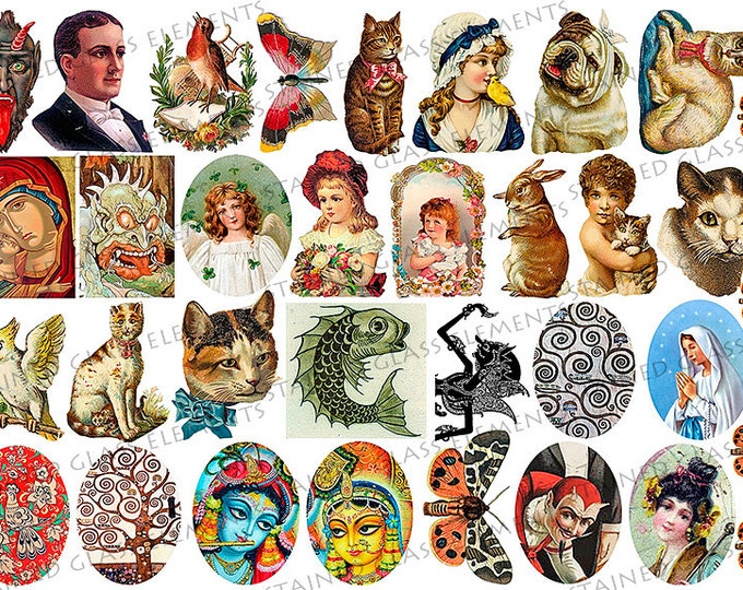 Ceramic decals victorian, fusible transfers, decal sheet, transfer jewelry, cat ceramic decal, ceramic decal sheet, fun decals, top decals