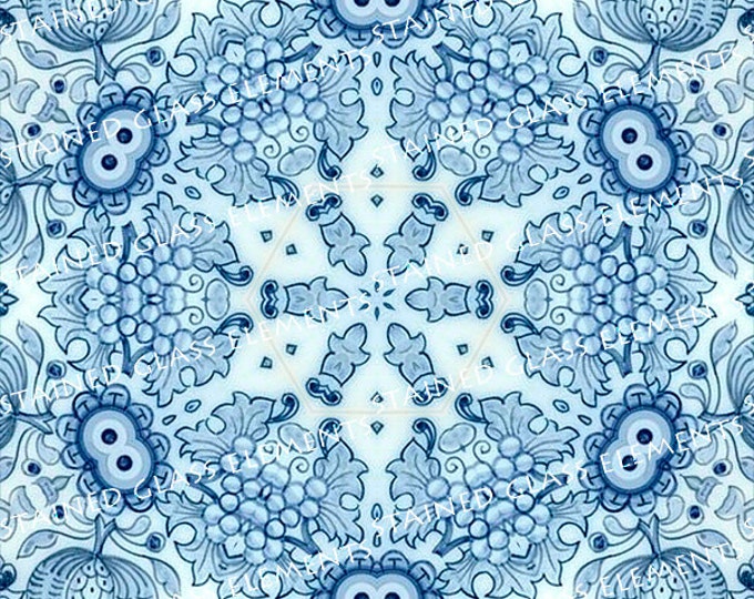 Delftware ceramic transfer, 750-850ºC, fusible transfers, image transfers, decals hot glass, decals for enamelling, kaleidoscope decals, art
