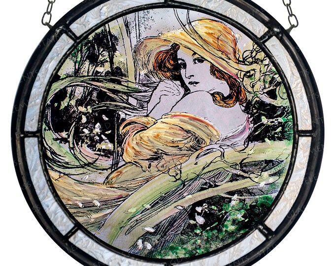 Mucha stained glass suncatcher - kiln-fired - glass art - Zodiac suncatcher - Art Nouveau decoration - gift jugendstil - vitráž - ólomüveg