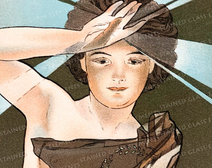 Mucha ceramic decals art nouveau fusible transfers for decoration of ceramics glassfusing glass tiles and enameling jugendstil women girls