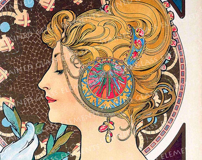 Mucha ceramic decals, Alphonse Mucha, art nouveau ceramic decals, image transfers, Feather, decals glass, decals for ceramics, enameling