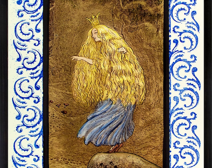 Fairy Tale Princess suncatcher kilnfired glasspainting available with or without leadframe beautiful window decoration wonderful gift витраж