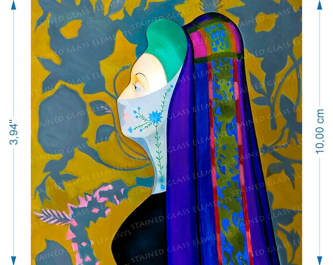 ceramic decal for ceramics glass fusion and enameling firing temperature 760-850 ºC (1400-1562 ºF) visionary art Stella Persian Woman