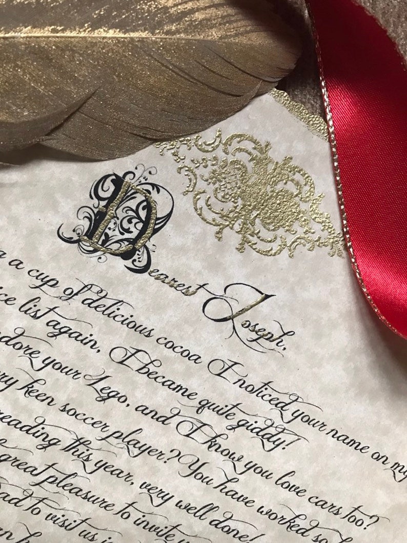 Antique parchment caligraphy gold embossed scented letter from Etsy