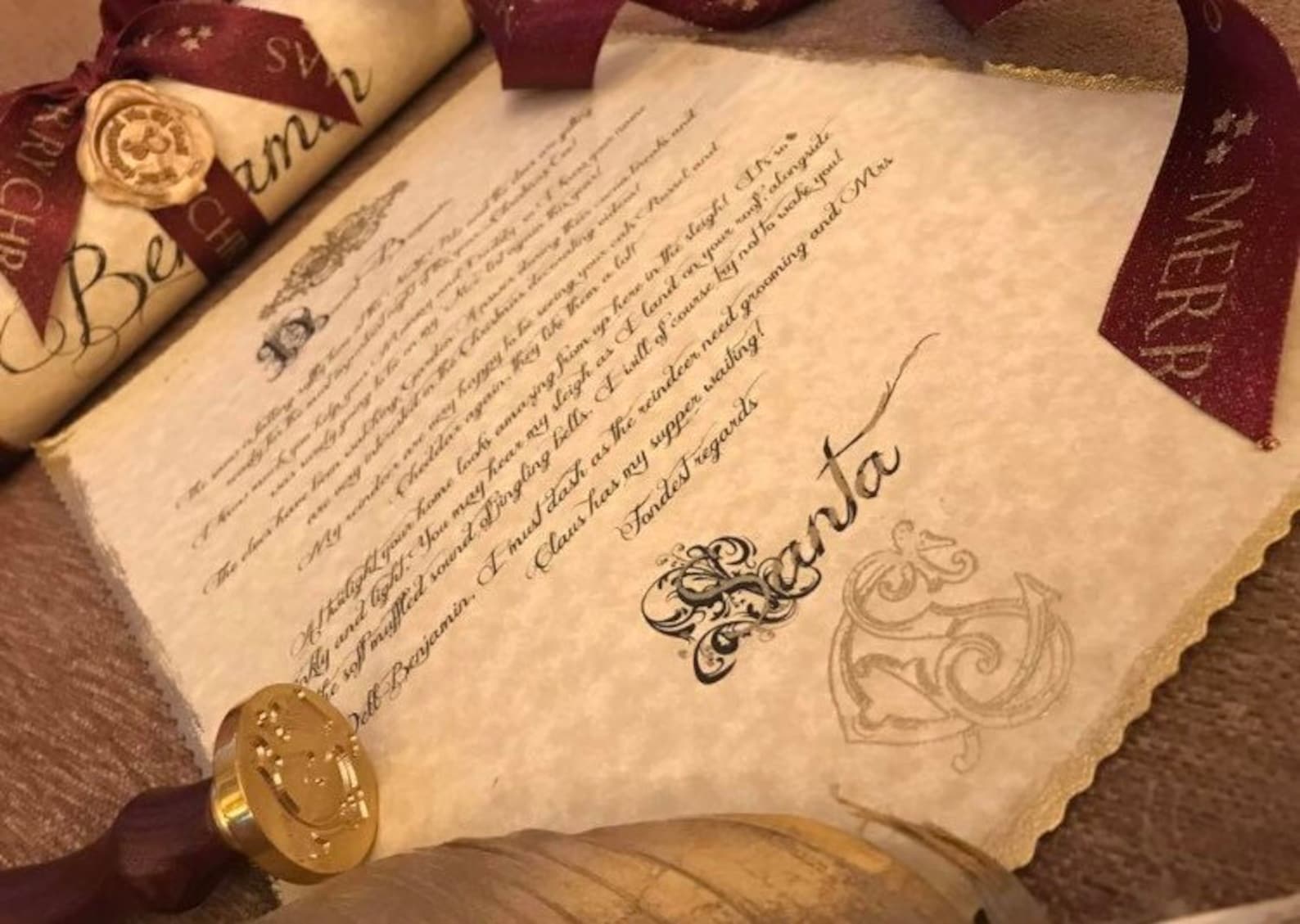 Antique Scented Gold Embossed Parchment Calligraphy Letter in Etsy UK