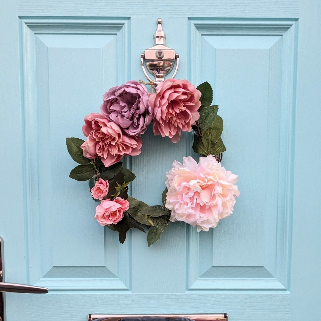 Artificial Flower Door Wreath Peonies & Roses - Etsy