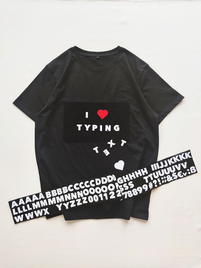 Black tshirt Sticky letters Write on tshirt Present Etsy