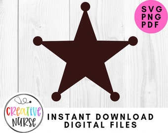 SVG File Instant Download / 5 point star badge police deputy sheriff  /  svg pdf png cutting files for silhouette or cricut