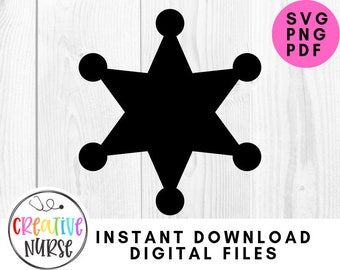 SVG File Instant Download / 6 point star badge police deputy sheriff  /  svg pdf png cutting files for silhouette or cricut