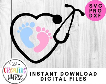 Instant Download Cut File / Nurse Baby Foot Feet stethoscope SVG /  svg pdf png cutting files for silhouette or cricut