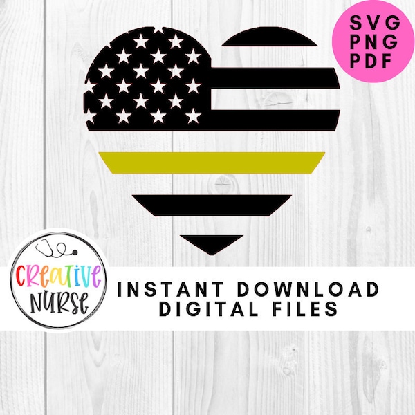 Instant Download Cut File SVG / Thin Gold Line Flag Heart /  svg pdf png cutting files for silhouette or cricut