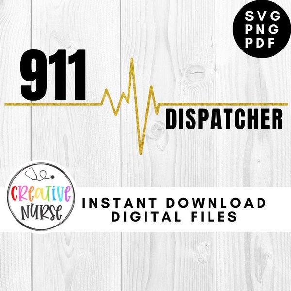 instant download  cut file / 911 Dispatcher Heart Beat /  svg pdf png cutting files for silhouette or cricut