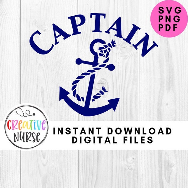 Instant Download Cut File / Nautical Captain Anchor SVG /  svg pdf png cutting files for silhouette or cricut