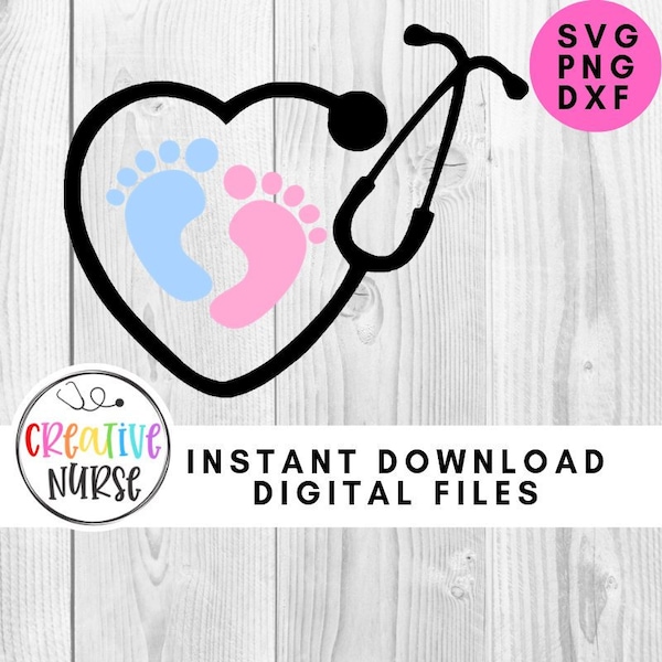 Instant Download Cut File / Nurse Baby Foot Feet stethoscope SVG /  svg pdf png cutting files for silhouette or cricut