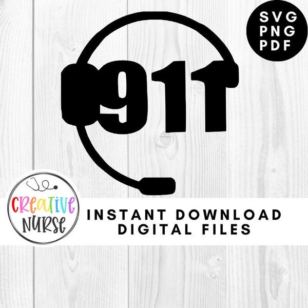 instant download  cut file / 911 Dispatcher Headset /  svg pdf png cutting files for silhouette or cricut