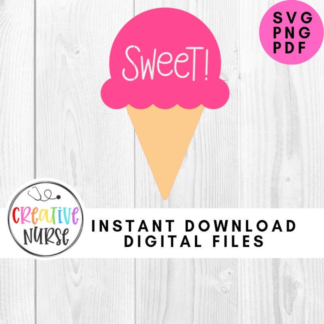 Cute Sweet Ice Cream SVG PNG Digital File Clipart Instant Download Cut File  for Cricut and Silhouette Full Stencil Sublimation Graphics