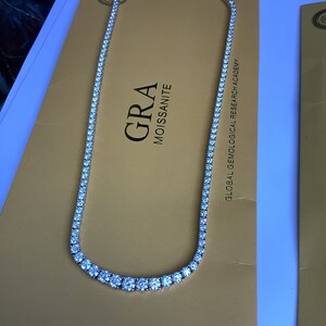 12carat Moissanite Necklace Moissanite Tennis Necklace VVS1 Clarity all Moissanite Link Chain Necklace 925/18k