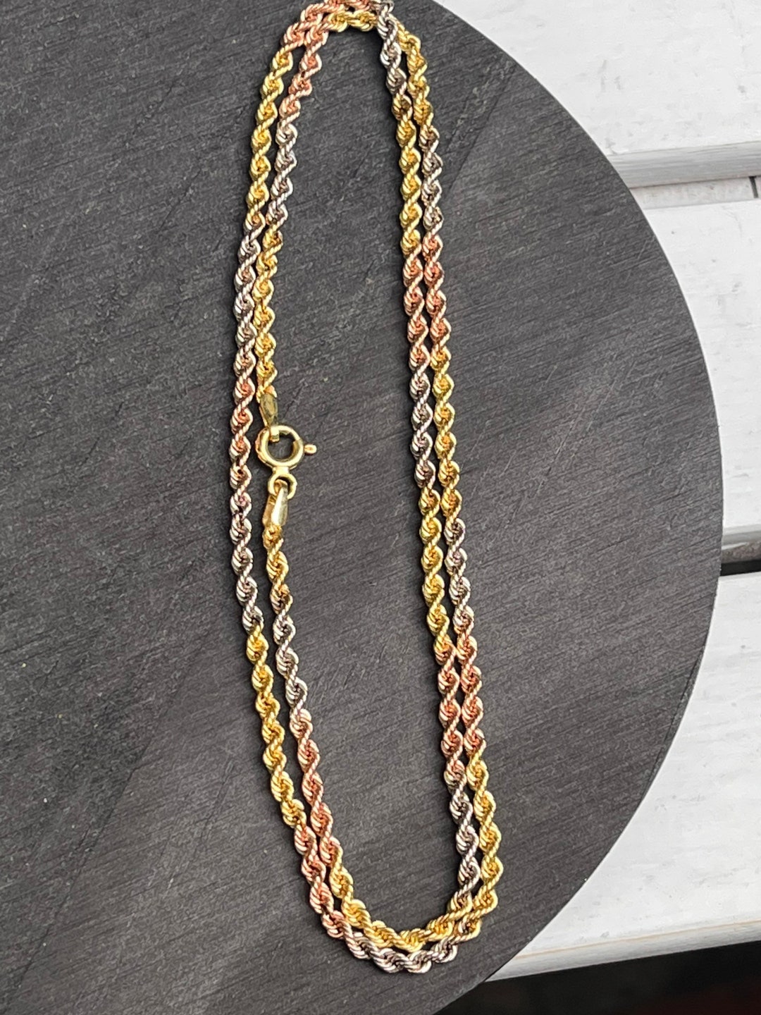 18k Rope Chain Solid Gold Tricolor Gold Chain Solid Gold Rope Chain Au750 Etsy