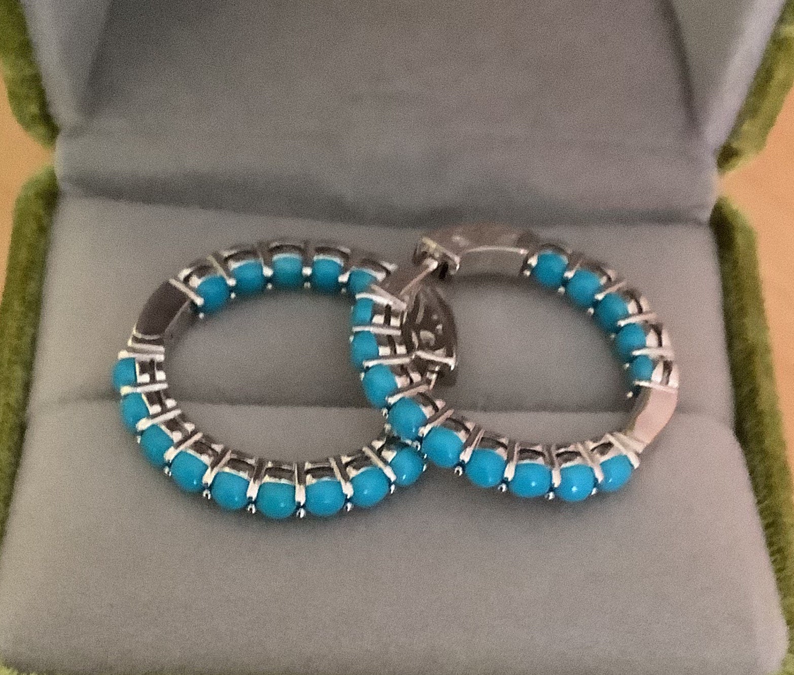 Authentic turquoise deals hoop earrings