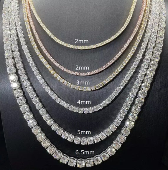 2mm Moissanite Tennis Necklace VVS1 Moissanite Tennis Chainlink
