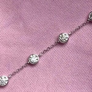 Moissanite Chain link Bracelet Moissanite Bezel tennis bracelet Certified Natural D Vvs1 Station Bracelet Tennis Ready to Ship