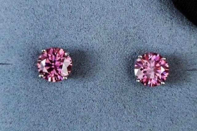 Pink moissanite best sale earrings