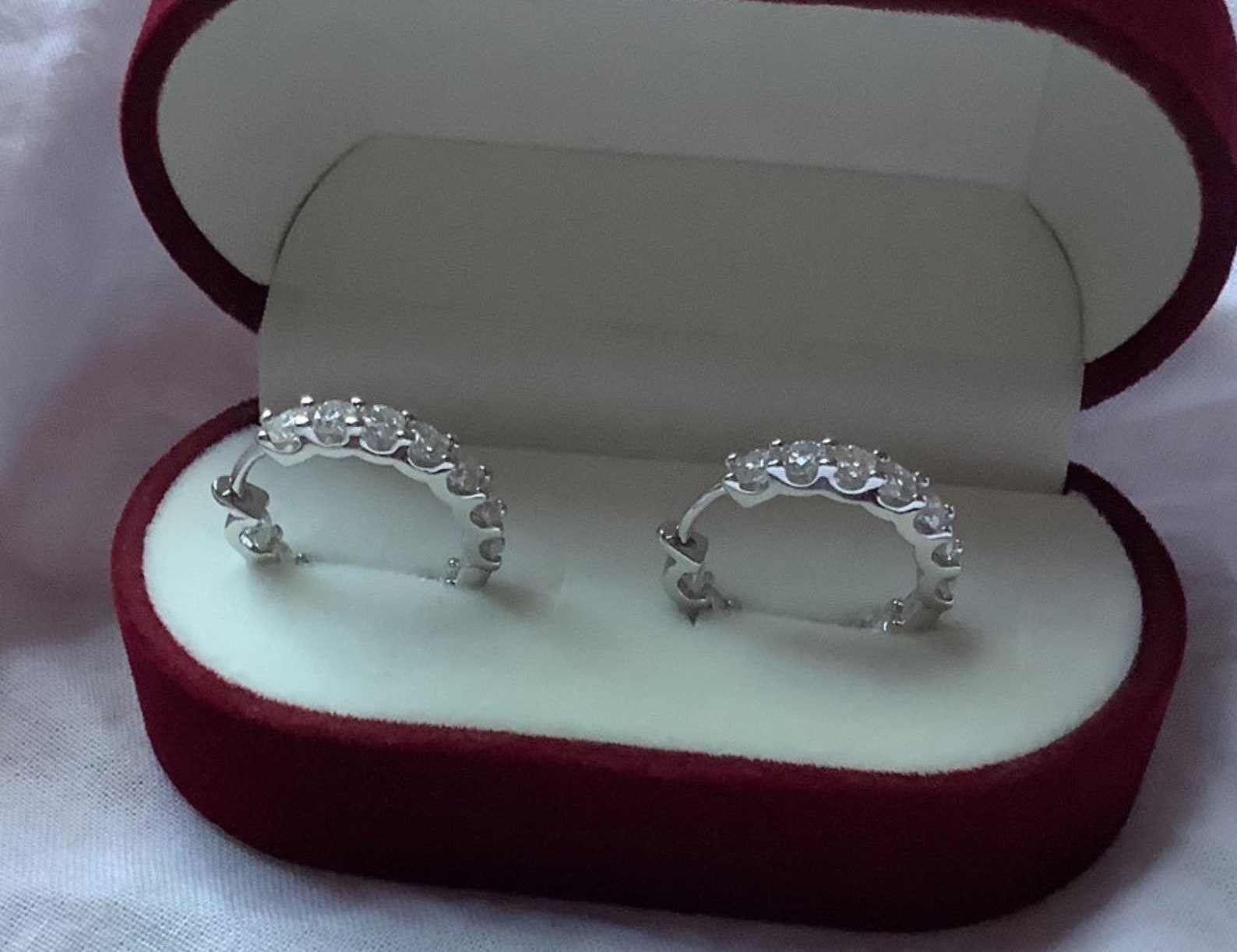 925 Sterling Silver Moissanite Double Hoop Earrings
