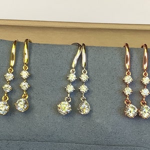 Moissanite Dangle Drop Earrings 925/18k