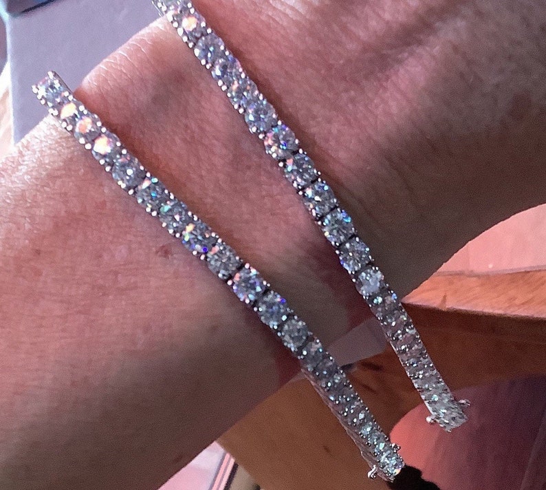 Moissanite Tennis Bracelet Silver Moissanite Tennis Chain Link Etsy