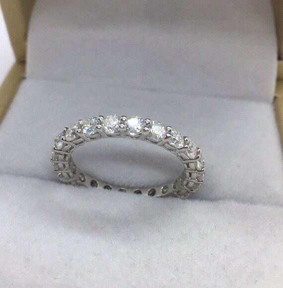 Full Round Moissanite Eternity Band Wedding Ring 925/18kwg Etsy
