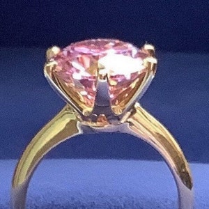 14k Pink Moissanite Engagement Ring Moissanite Engagement Ring/ Anniversary Ring/Promise Ring/Yellow Gold Ring