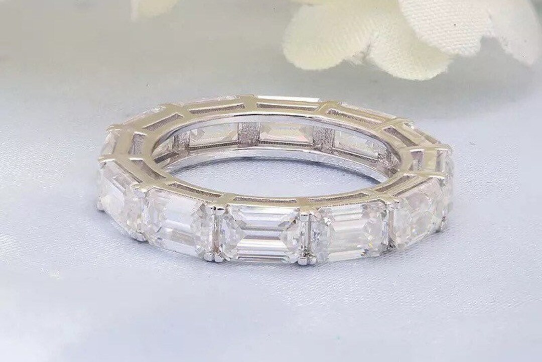 Moissanite Eternity Ring Vvs1 Moissanite Wedding Bands Moissanite