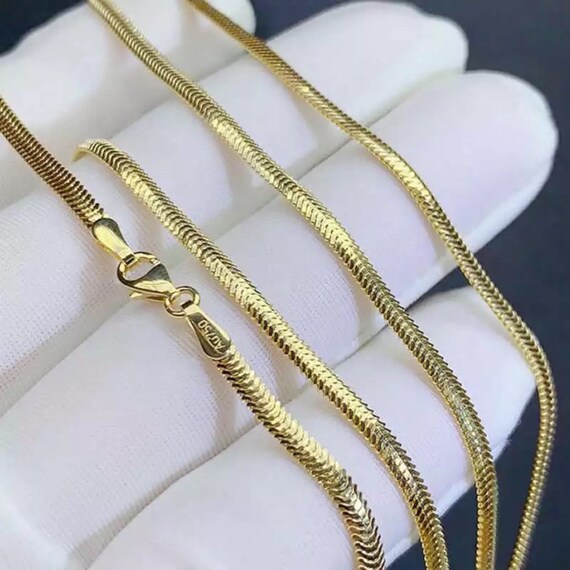 18k Snake chain Solid Yellow Gold Chain 18 Lenght Snake Chain